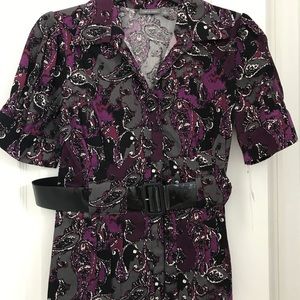 Cotton, belted buttoned front top